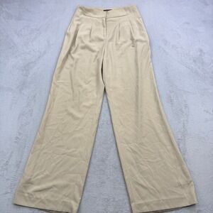 Armani Collezioni Wide Leg Pants Womens 8 Beige Pleated High Waist Careerwear
